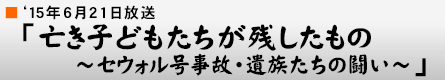 '15年6月21日 「亡き子どもたちが残したもの 〜セウォル号事故・遺族たちの闘い〜」